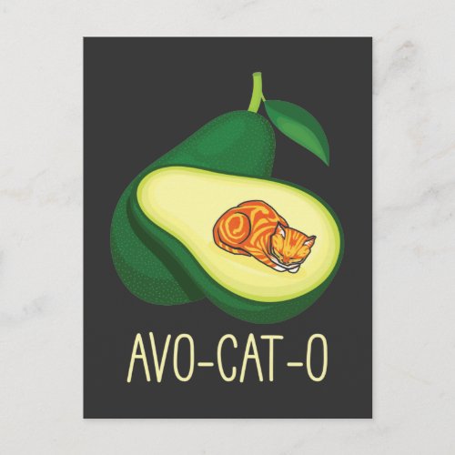Sleeping Cat Avocado Cute Vegetable Animal Pun Postcard