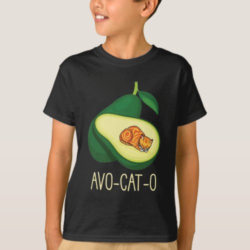 Sleeping Cat Avocado Cute Vegetable Animal Pun T_Shirt