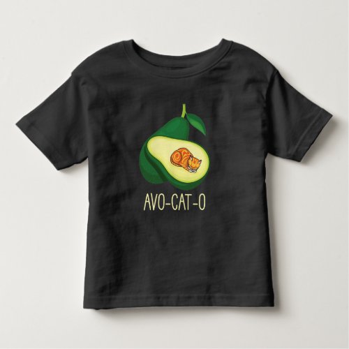 Sleeping Cat Avocado Cute Vegetable Animal Pun Toddler T_shirt