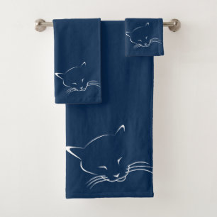 Sleeping cat bath towel set