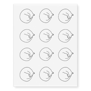 Sleeping Cat Black Temporary Tattoos
