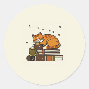 Sleeping Cat Book Stack Sticker