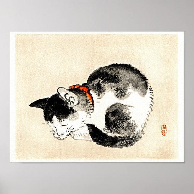 Sleeping Cat by Kono Bairei Poster (Front)