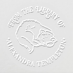 Sleeping Cat Curled Up Library Book Name Embosser