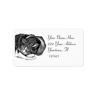 Sleeping cat drawing Address Label