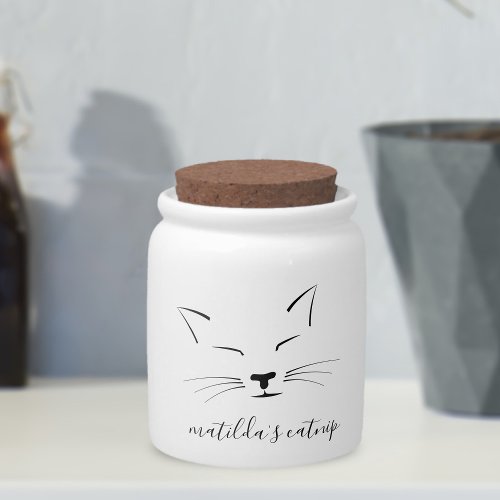 Sleeping Cat Face Catnip Pet Treat Jar