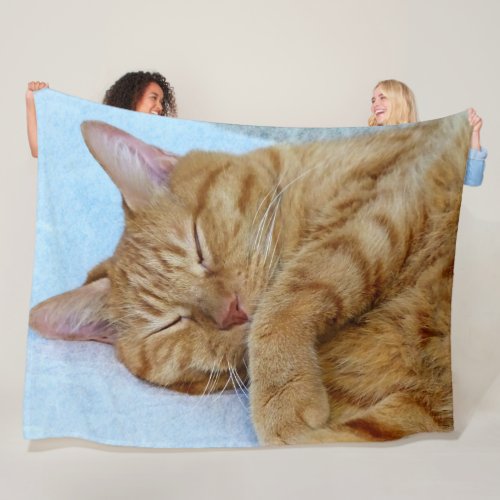 Sleeping Cat Fleece Blanket