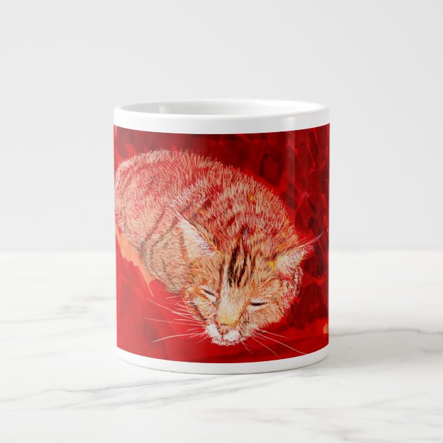 sleeping cat giant coffee mug (Front)