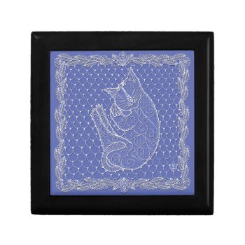 Sleeping Cat Lace Doily Keepsake Box (lavender) by TheWhiteCatCo at Zazzle
