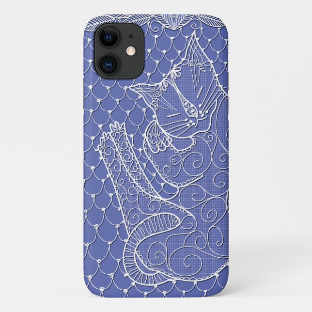 Sleeping Cat Lace Doily (lilac) on phone case (Back)