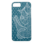 Sleeping Cat Lace Doily (ocean Blue) On Iphone 8/7 Case at Zazzle