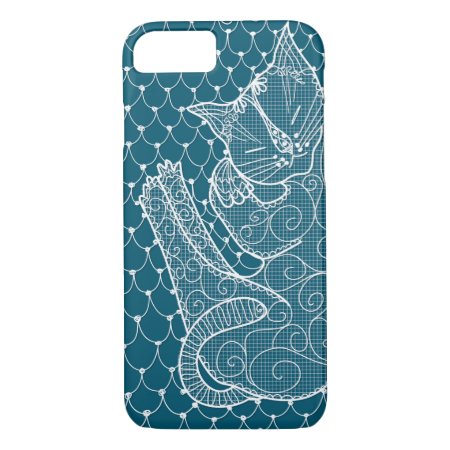 Sleeping Cat Lace Doily (ocean Blue) On Iphone 8/7 Case