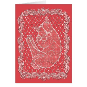 Sleeping Cat Lace Doily (watermelon Color  Blank) by TheWhiteCatCo at Zazzle