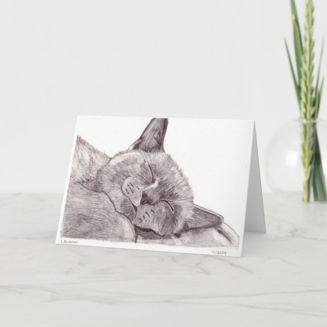Sleeping Cat Letterpress Thank You Card (Front)