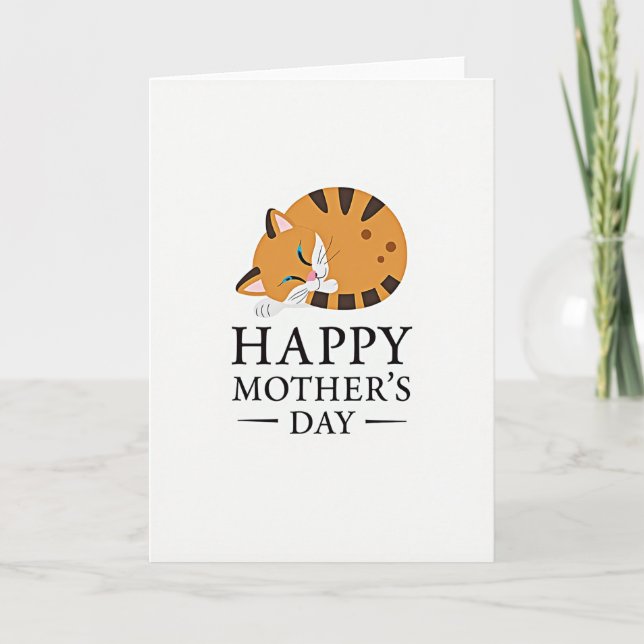 Sleeping Cat Mothers Day Card (Front)
