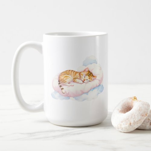 Sleeping Cat on a Pillow of Fluffy Clouds Coffee Mug