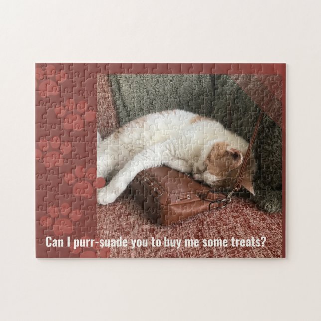 Sleeping Cat "purr-suade you" Jigsaw Puzzle (Horizontal)