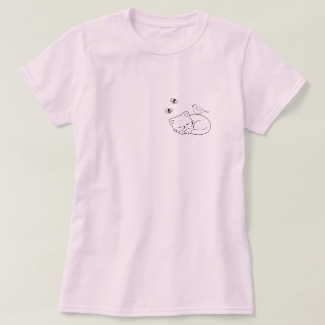 Sleeping Cat Simple T-Shirt (Design Front)
