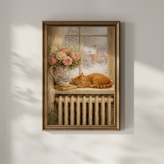 Sleeping Cat Winter Window Poster (Creator Uploaded)