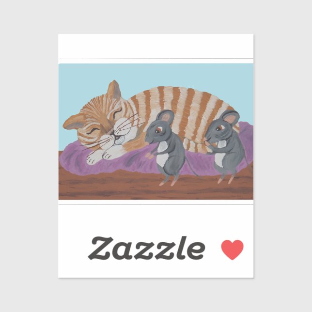 Sleeping Cat with Sneaky Mice  Sticker (Sheet)
