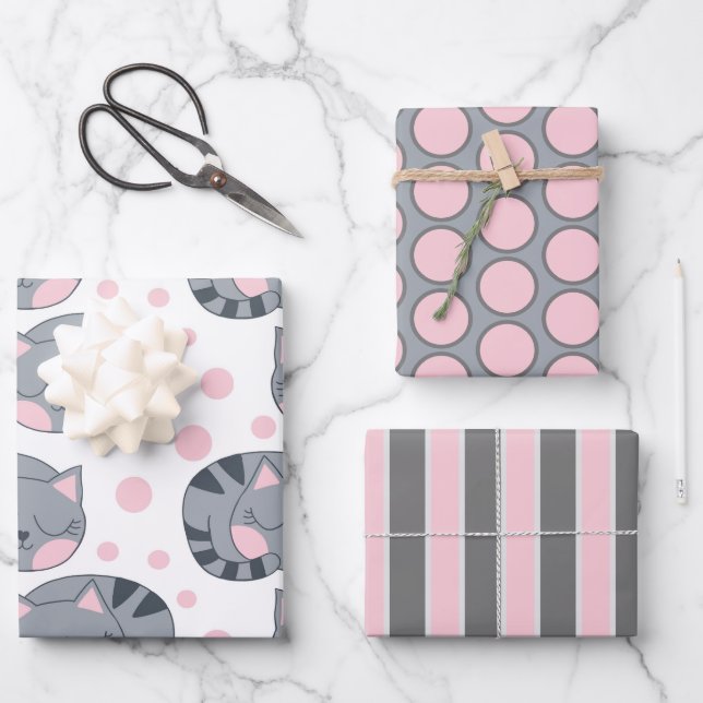 Sleeping Cat Wrapping Paper Sheet Set (Front)