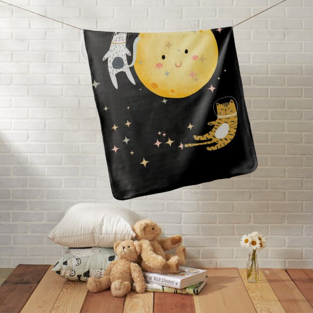 Sleeping cats and the moon baby blanket (In Situ)