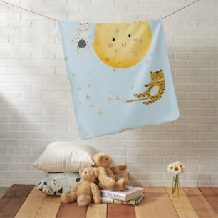 Sleeping cats and the moon baby blanket