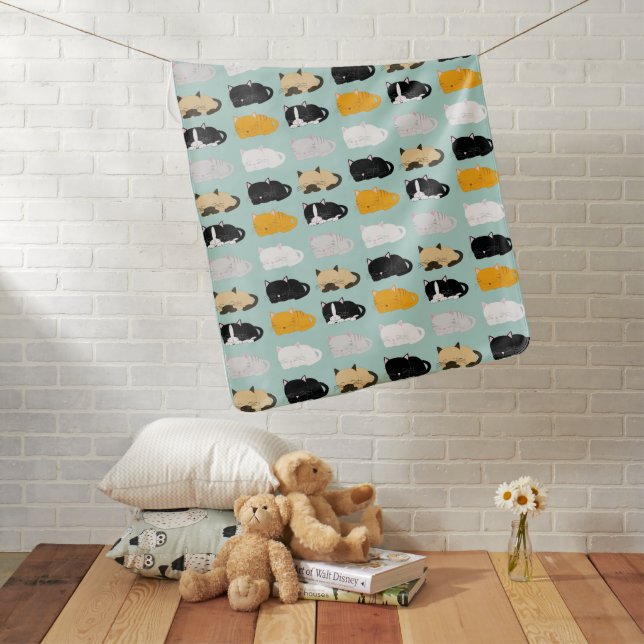 Sleeping Cats Pattern Swaddle Blanket (In Situ)