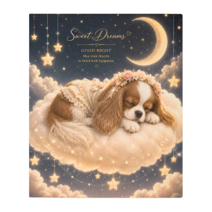 Sleeping Cavalier King Charles Spaniel on Cloud Be Metal Print