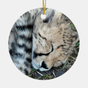 Sleeping Cheetah Cub Photo Ceramic Ornament
