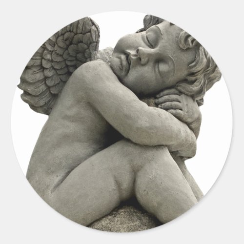 Sleeping Cherub Angel Sculpture Round Sticker Classic Round Sticker