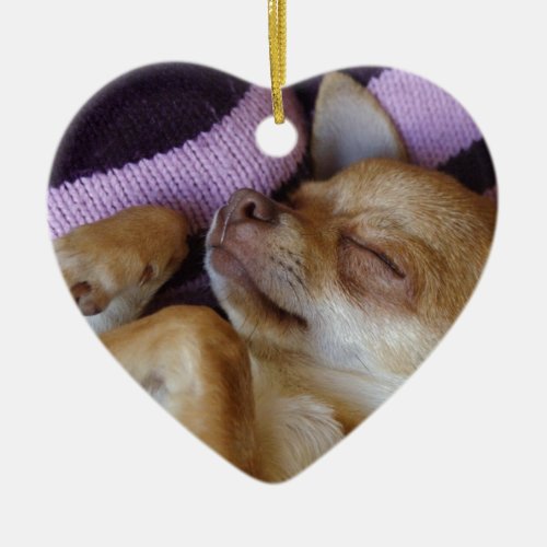 Sleeping Chihuahua Ceramic Ornament