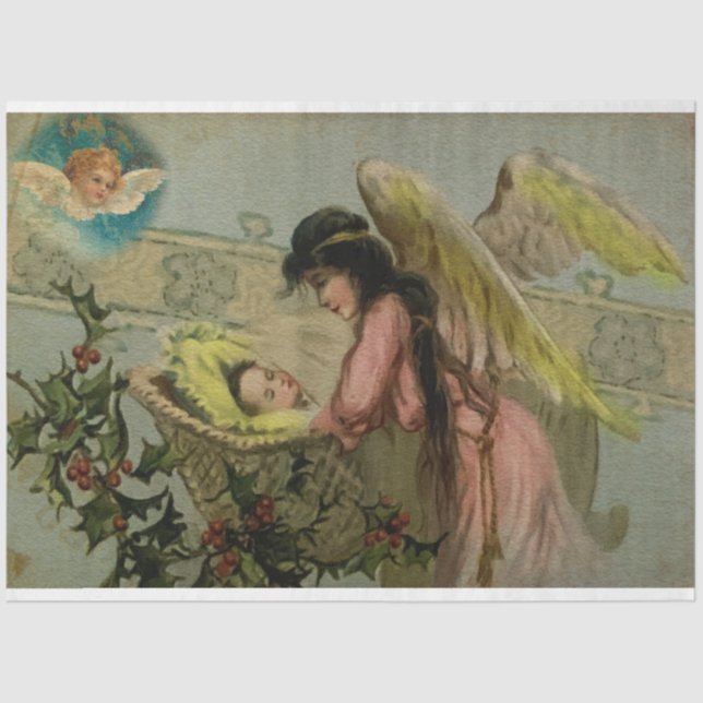 Sleeping Christmas Baby Angel Tissue Paper (Front)