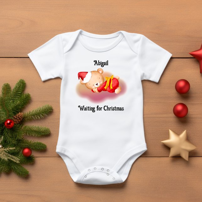 Sleeping Christmas Bear Cub Baby Bodysuit (Creator Uploaded)