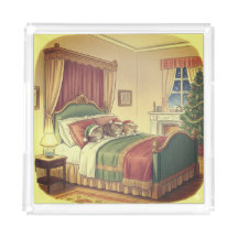 Sleeping Christmas Cats Acrylic Tray