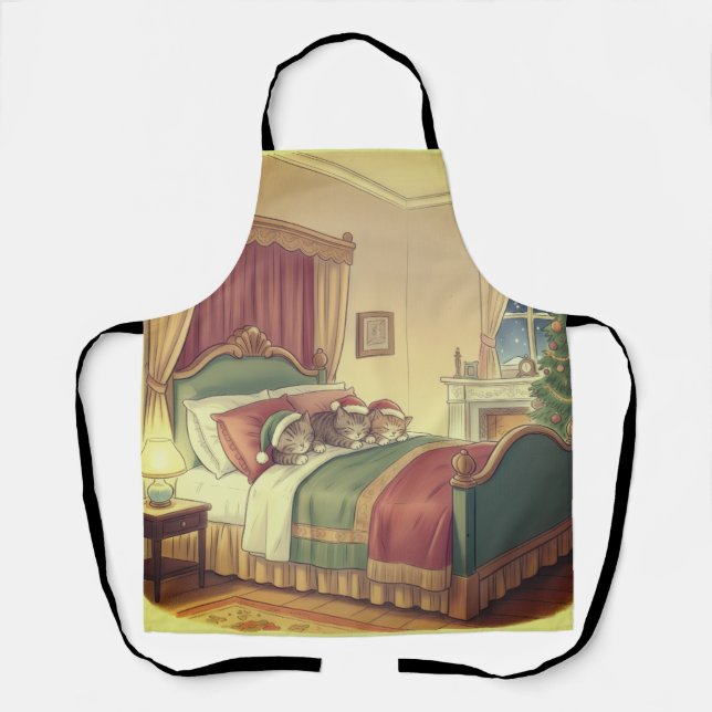 Sleeping Christmas Cats Apron (Front)