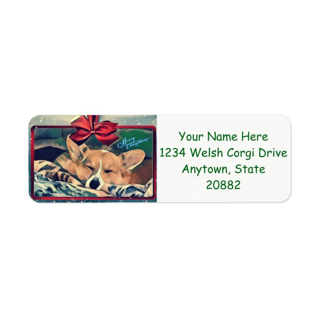 Sleeping Christmas Corgi Label (Front)