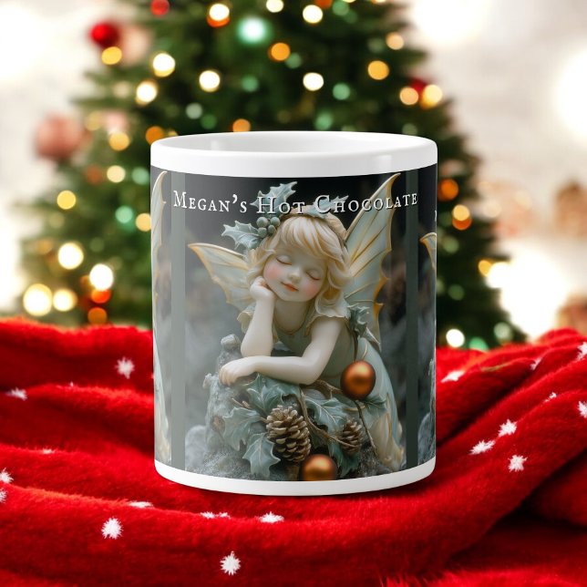 Sleeping Christmas Fairy Holly Pinecones Giant Coffee Mug (Creator Uploaded)