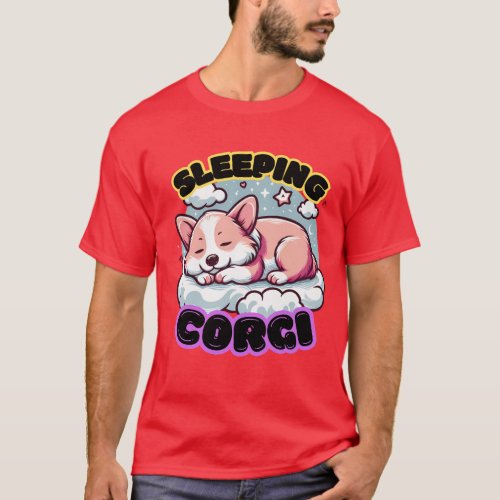 sLEEPING cORGI T_SHIRT FOR MEN AND WOMEN BOTH