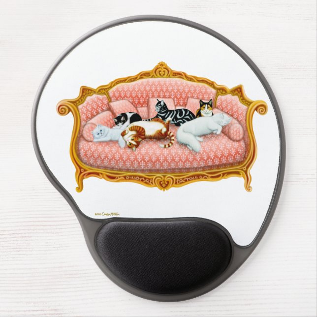 Sleeping Couch Cats Gel Mousepad (Front)