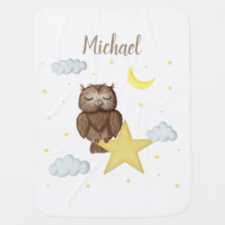 Sleeping cute brown owl Baby Blanket