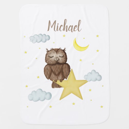 Sleeping cute brown owl Baby Blanket