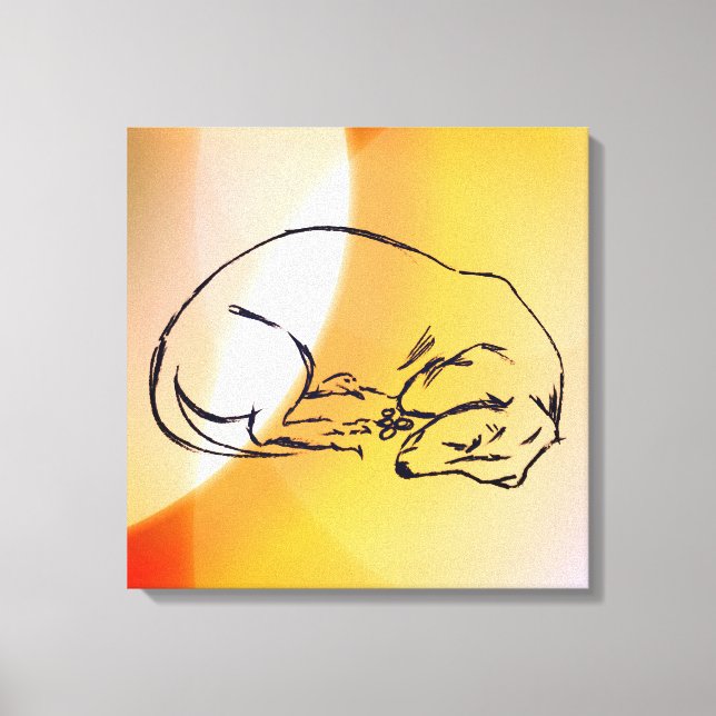 Sleeping Dachshund Dog Art Wrapped Canvas Print (Front)