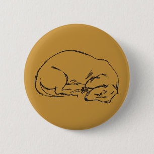 Sleeping Dachshund Dog Badge Button