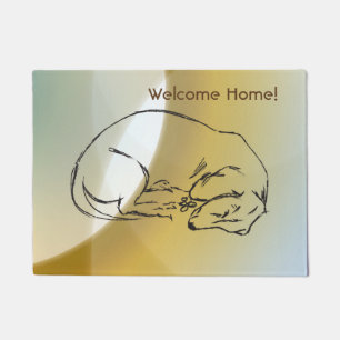 Sleeping Dachshund Dog Door Mat
