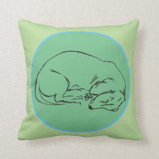 Sleeping Dachshund Dog Throw Pillow