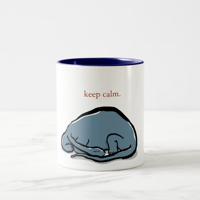 sleeping dinosaur - customizable Two-Tone coffee mug (Center)