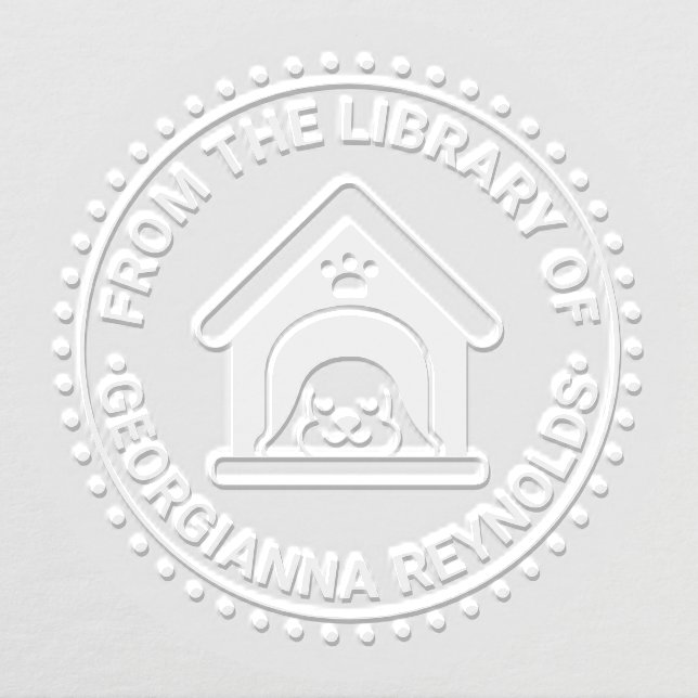 Sleeping Dog in Dog House Library Book Name Embosser (Design)