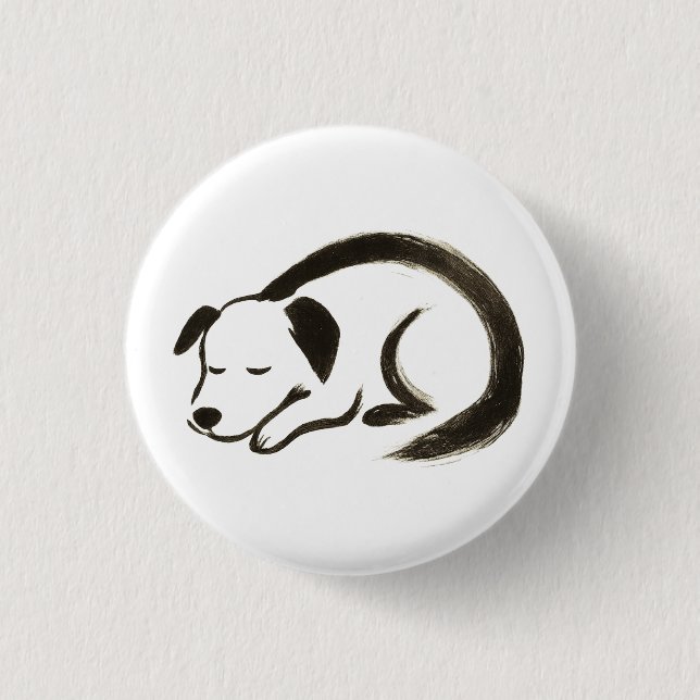 Sleeping Dog – Ink Brush Comfort on Button (Front)