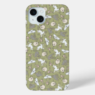 Sleeping Dog Inspired Print in Green Grey iPhone 15 Plus Case
